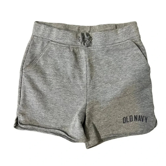 Old Navy Other - Old Navy Girls Gray Knit Shorts Size 5T Logo Pockets Drawstring Elastic Waist